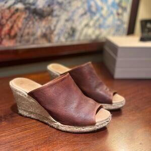 Gaimo Spanish made Brown Leather Wedge Espadrilles SIZE 9